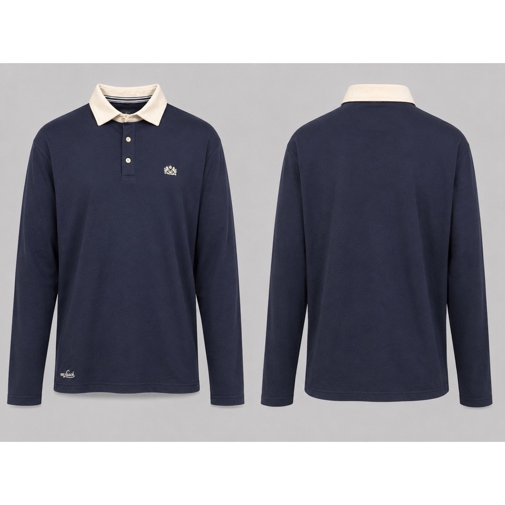 Van Laack Rugby Shirt Men's XL NAVY Lufthansa First Class Long Sleeve Polo